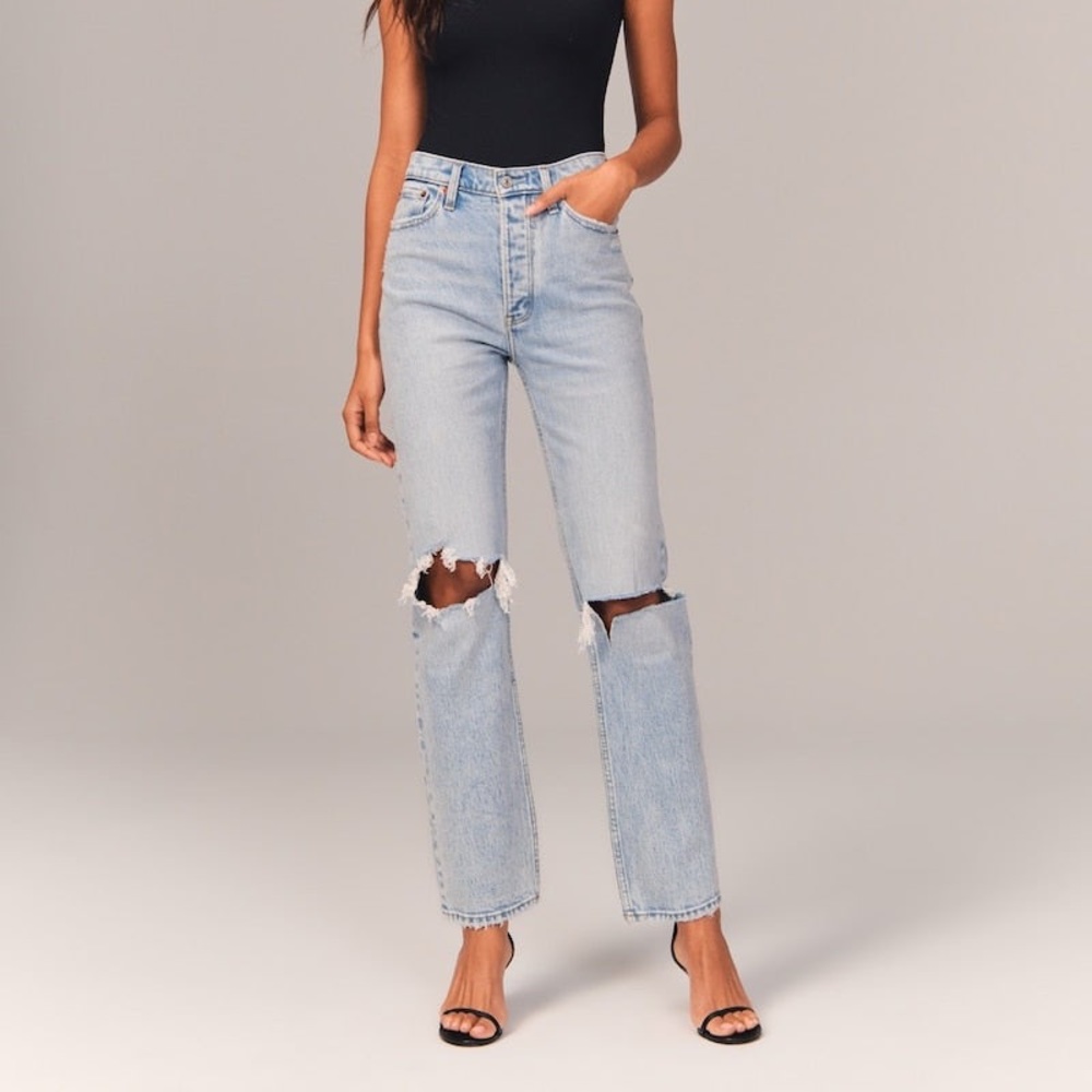 Abercrombie dad Jean in light distressed blue.